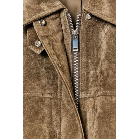 ZARA 100% LEATHER BOMBER JACKET - Picture 10 of 10